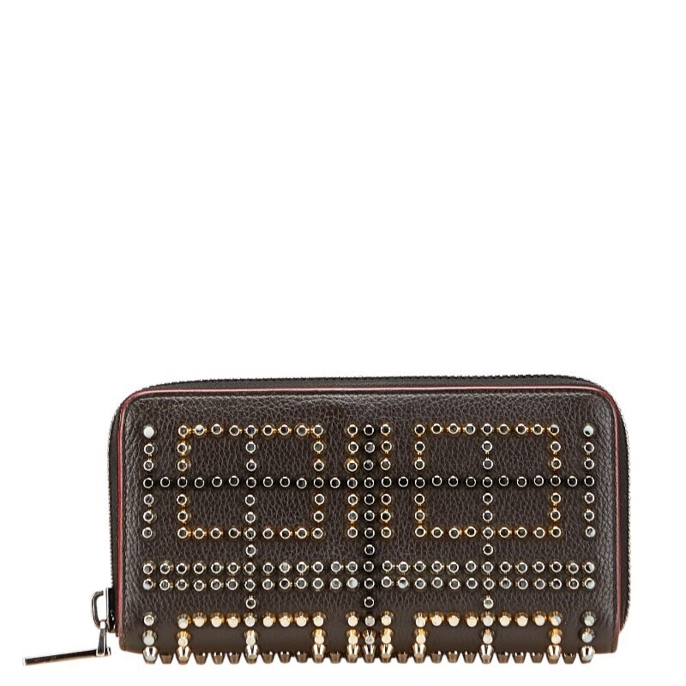 Christian Louboutin Panettone studded zip long wallet brown